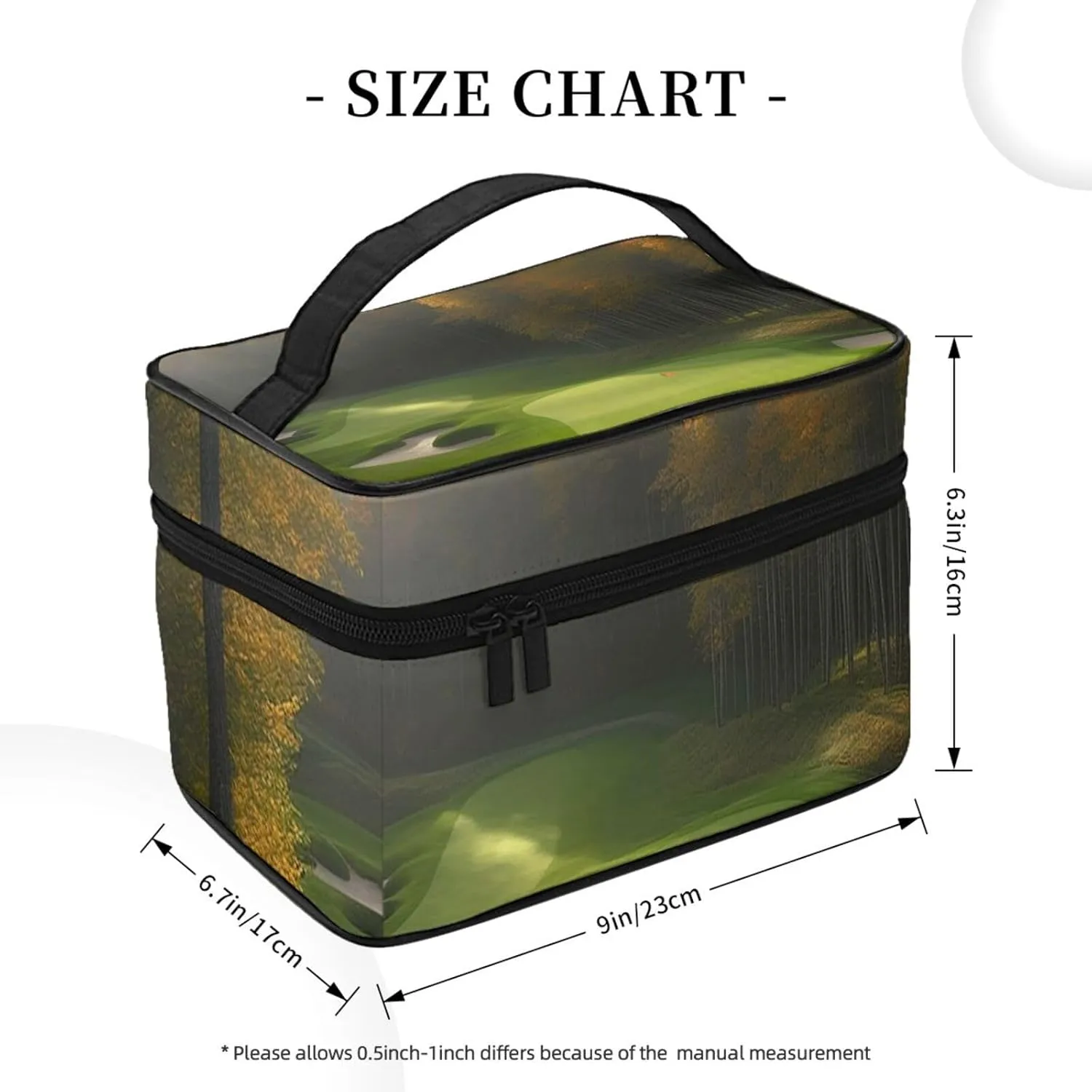 Travel Makeup Bag for Women Portable Cosmetic Bags Large Capacity Toiletry Bag Golf Course Make up Organizer with Handle Travel Essentials Cosmetic Bag Case Organizer