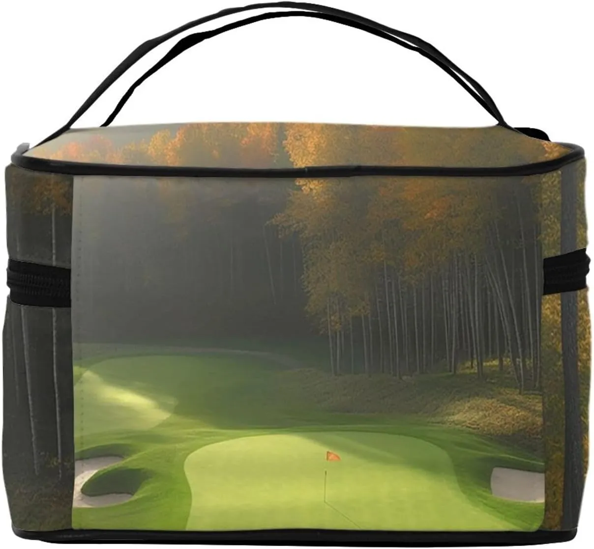 Travel Makeup Bag for Women Portable Cosmetic Bags Large Capacity Toiletry Bag Golf Course Make up Organizer with Handle Travel Essentials Cosmetic Bag Case Organizer
