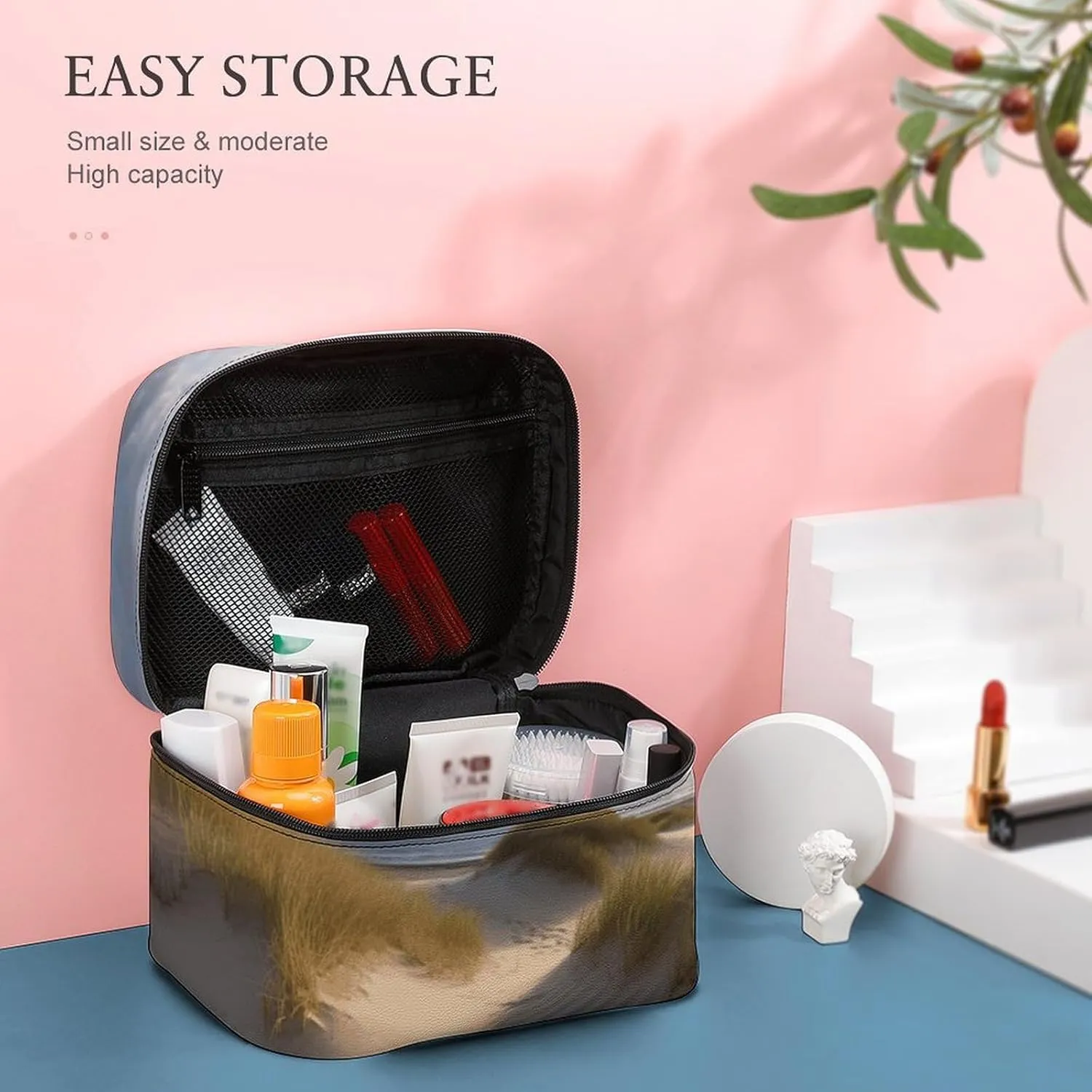 Travel Toiletry Bag for Women And Men,Beach Dunes Toiletry Organizer, Makeup Bag Travel Organizer for Shampoo,Toiletries