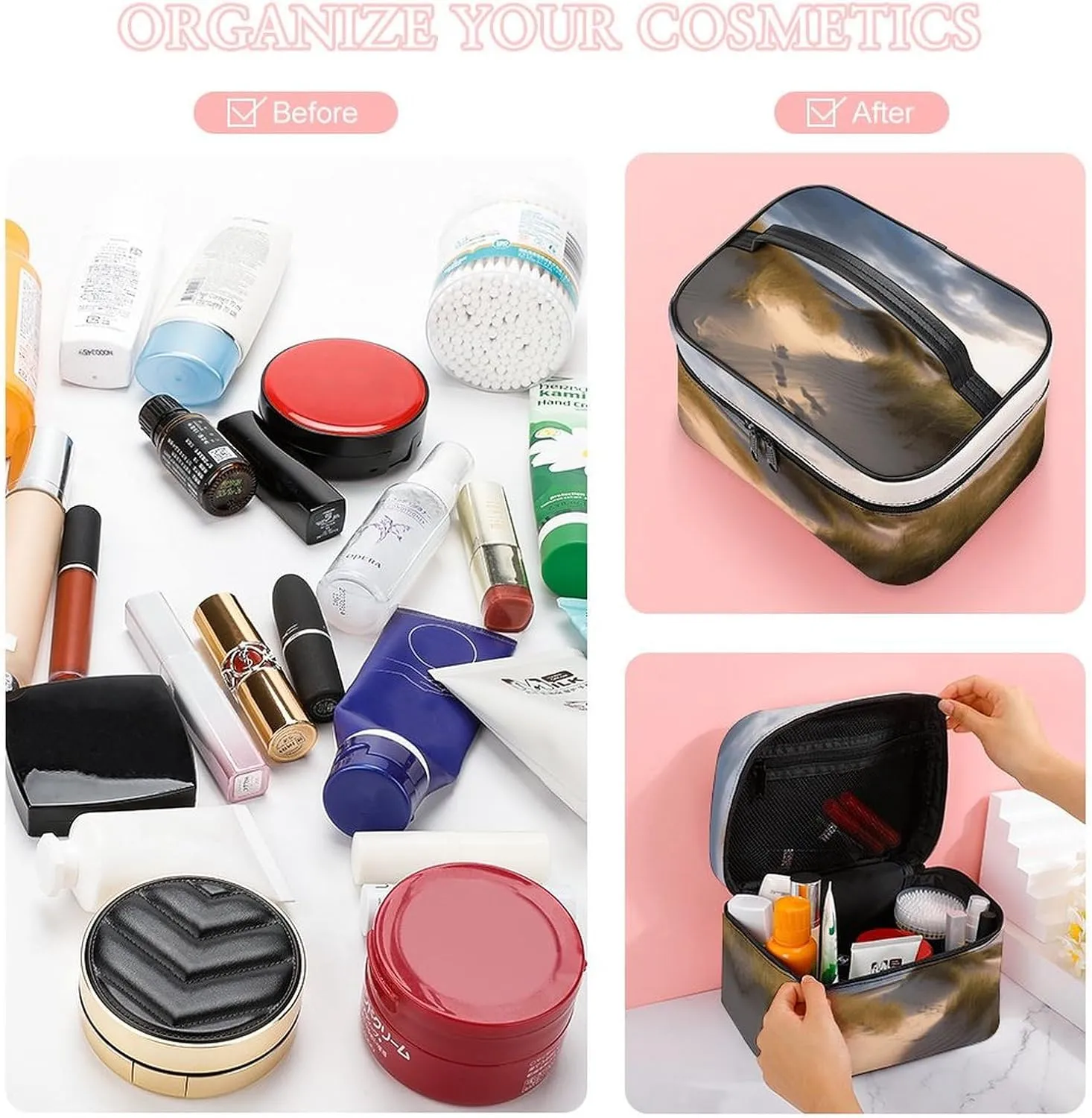 Travel Toiletry Bag for Women And Men,Beach Dunes Toiletry Organizer, Makeup Bag Travel Organizer for Shampoo,Toiletries