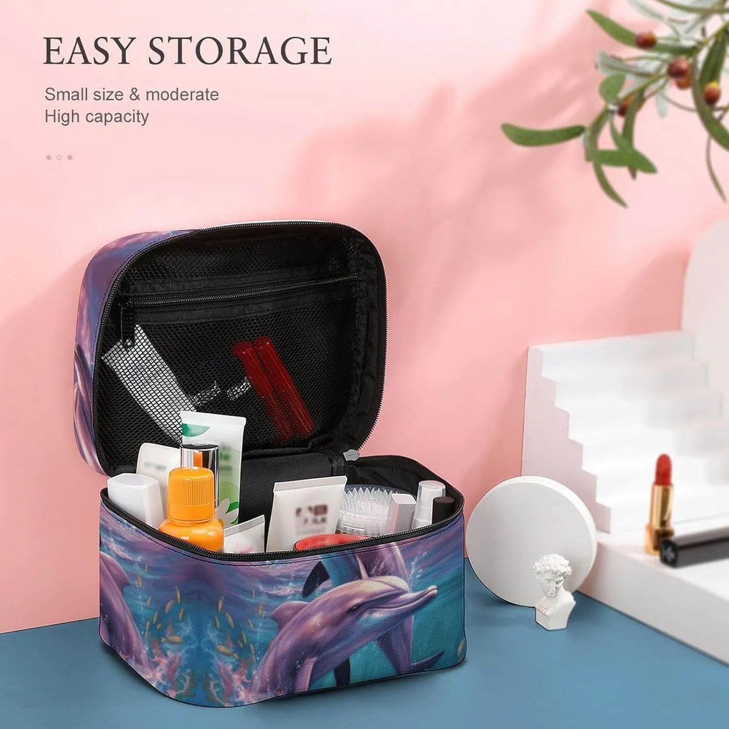 Travel Toiletry Bag for Women And Men,Dolphins Art Toiletry Organizer, Makeup Bag Travel Organizer for Shampoo,Toiletries