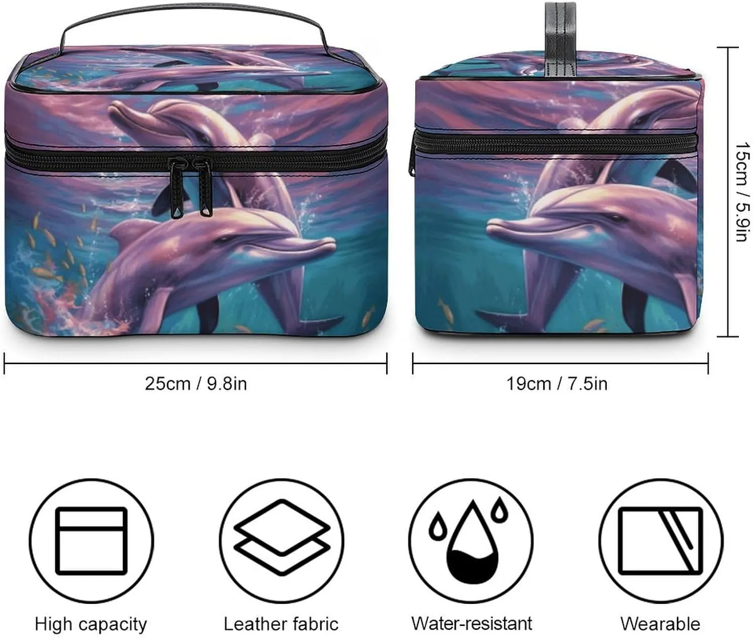 Travel Toiletry Bag for Women And Men,Dolphins Art Toiletry Organizer, Makeup Bag Travel Organizer for Shampoo,Toiletries