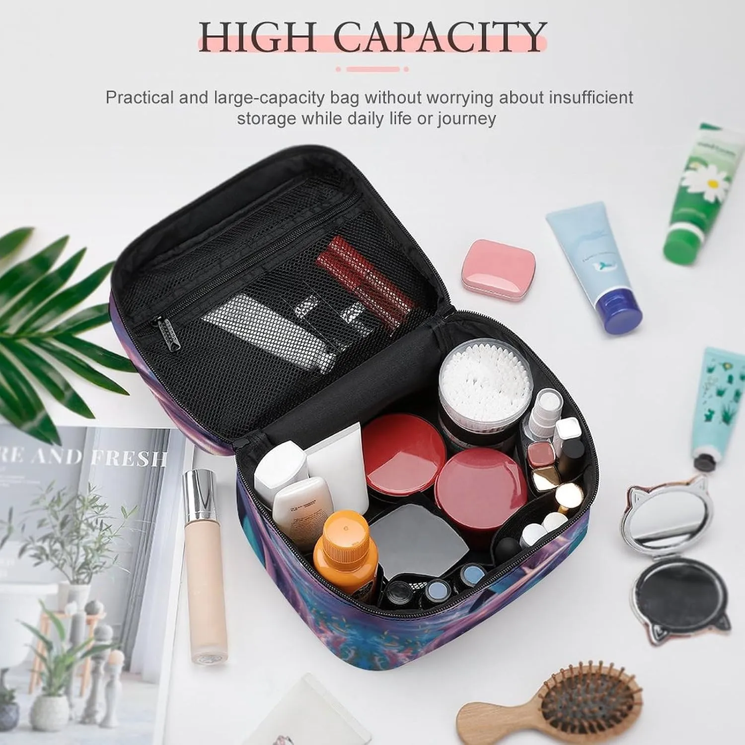 Travel Toiletry Bag for Women And Men,Dolphins Art Toiletry Organizer, Makeup Bag Travel Organizer for Shampoo,Toiletries