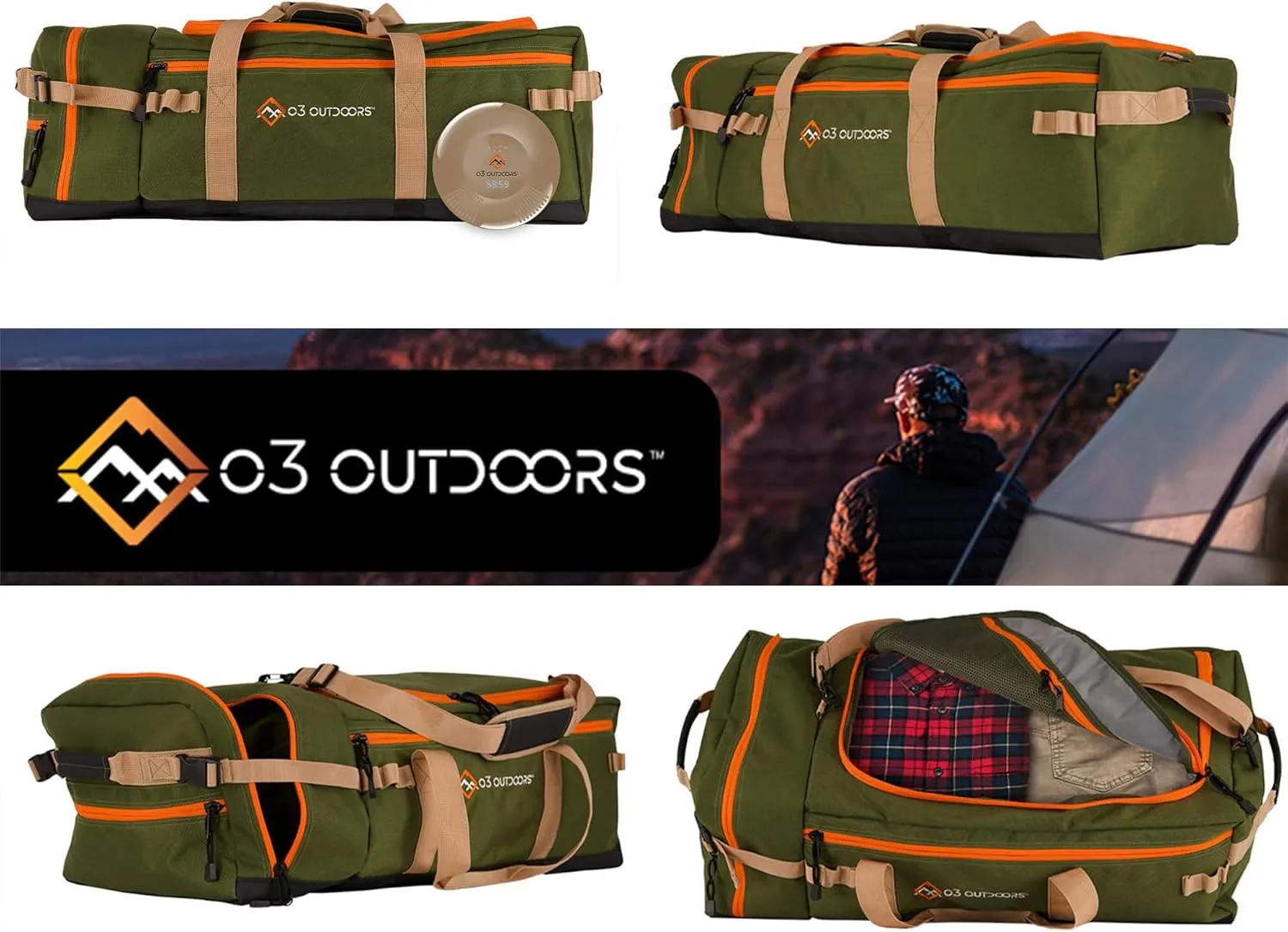 Trekker Duffle Bag ‐ Green/Orange/Tan