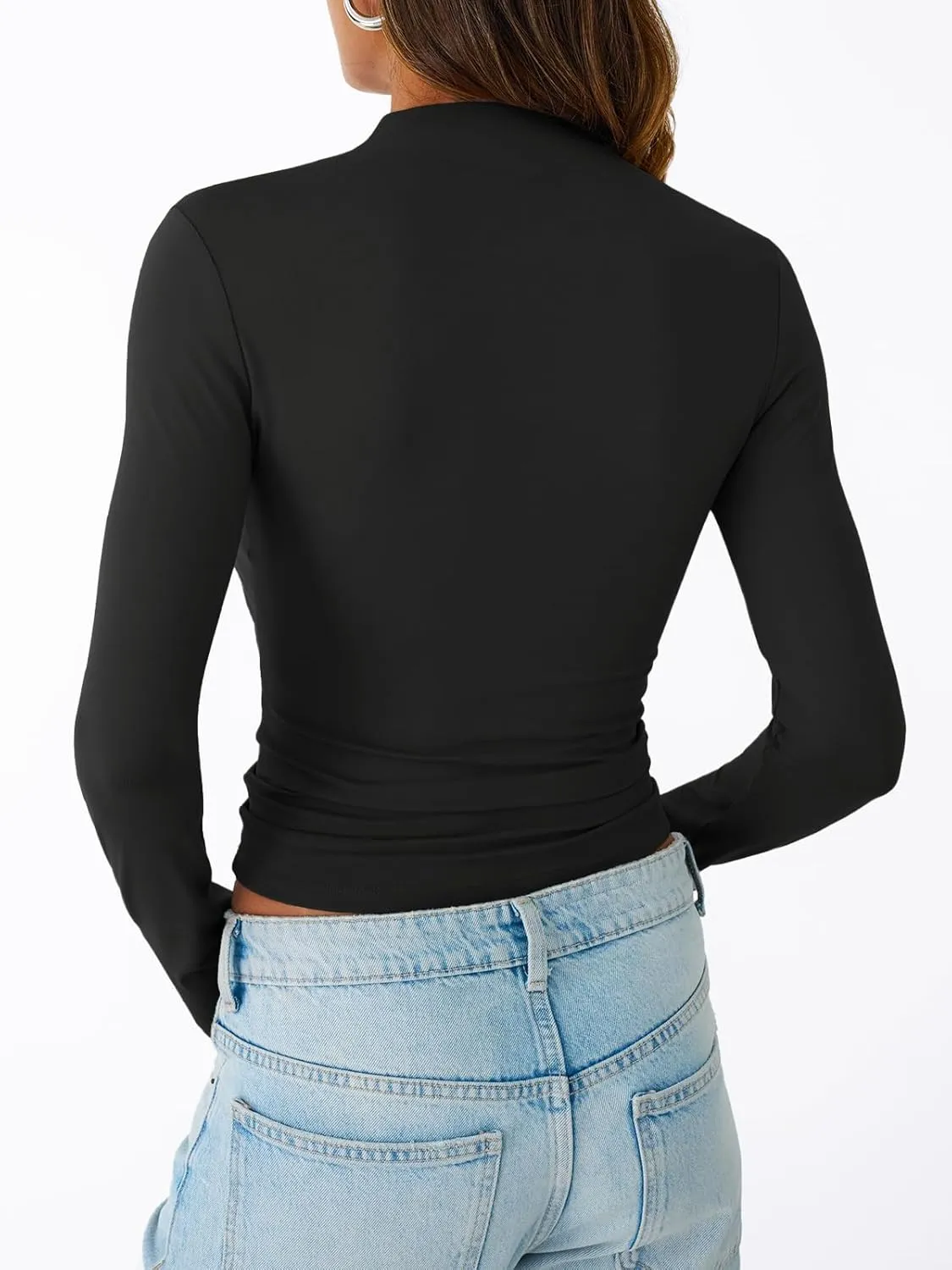 Trendy Queen Womens Long Sleeve Mock Neck Tops Turtleneck Thermal Underswear Shirts Basic Slim Fit Tee Fall Clothes 2025