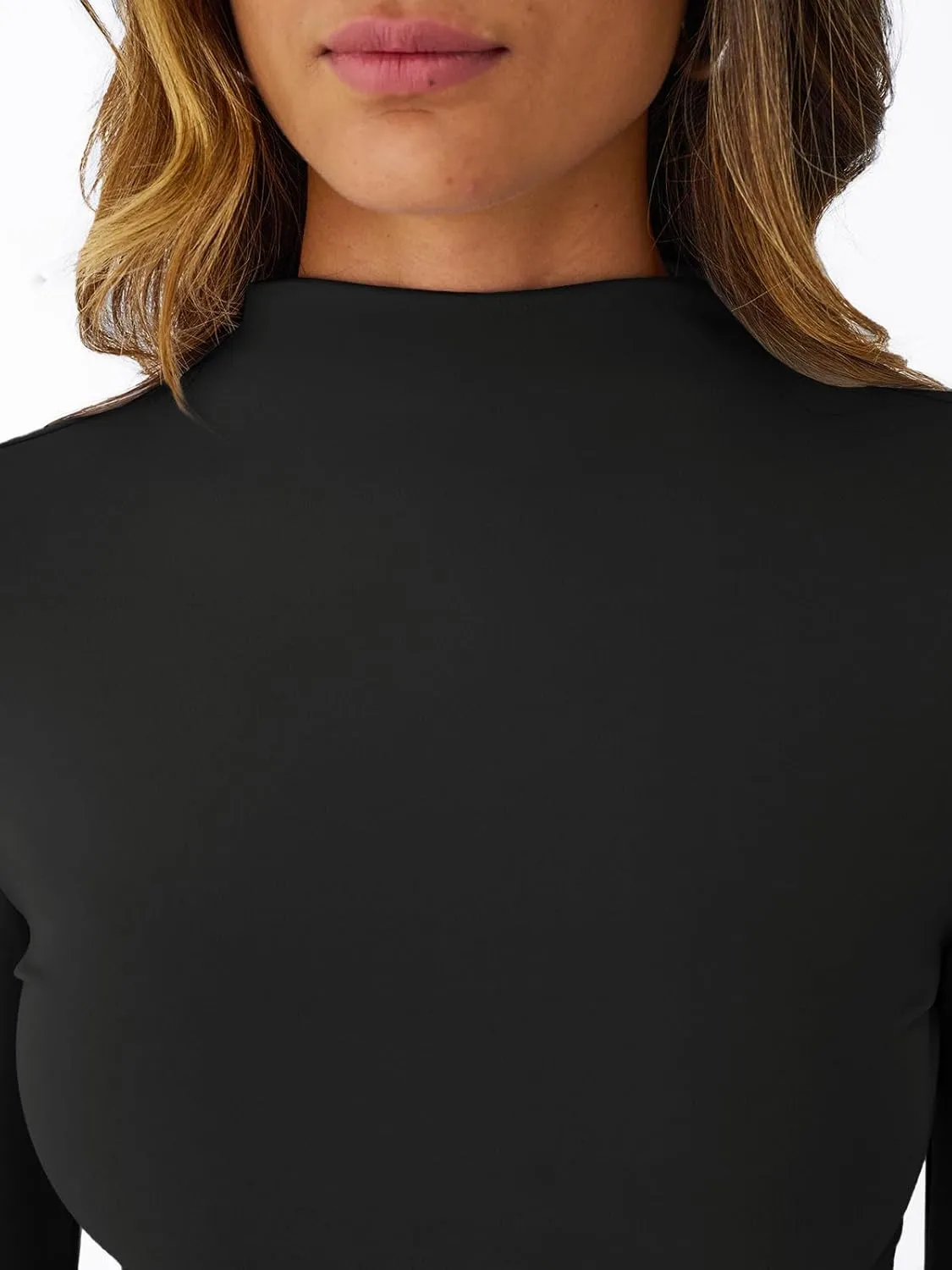 Trendy Queen Womens Long Sleeve Mock Neck Tops Turtleneck Thermal Underswear Shirts Basic Slim Fit Tee Fall Clothes 2025