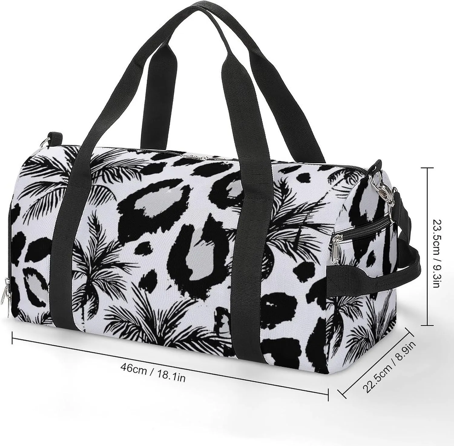 Tropical Palm Trees with Animal Skin Fitness Large Gym Bag for Unisex with Shoe Compartment & Wet Pocket