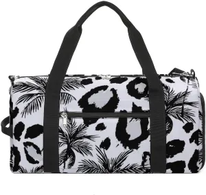 Tropical Palm Trees with Animal Skin Fitness Large Gym Bag for Unisex with Shoe Compartment & Wet Pocket