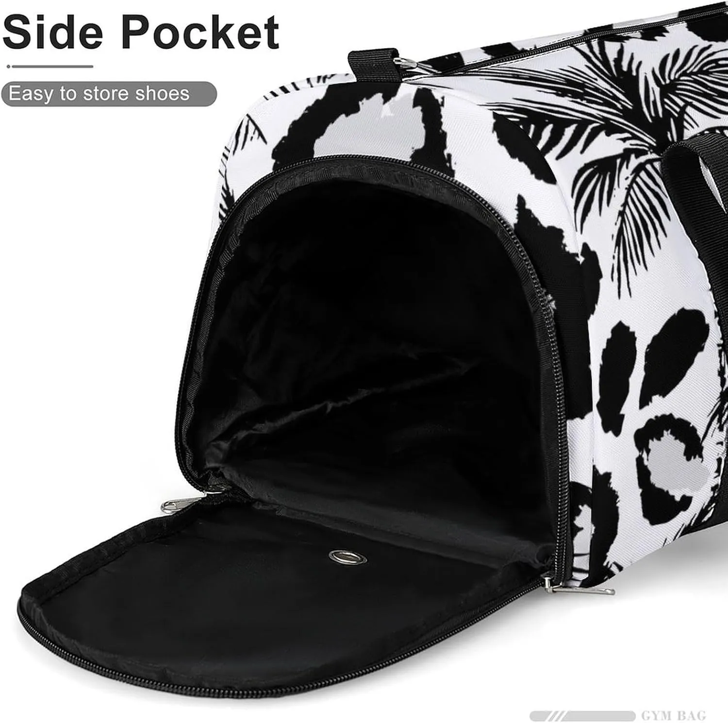 Tropical Palm Trees with Animal Skin Fitness Large Gym Bag for Unisex with Shoe Compartment & Wet Pocket