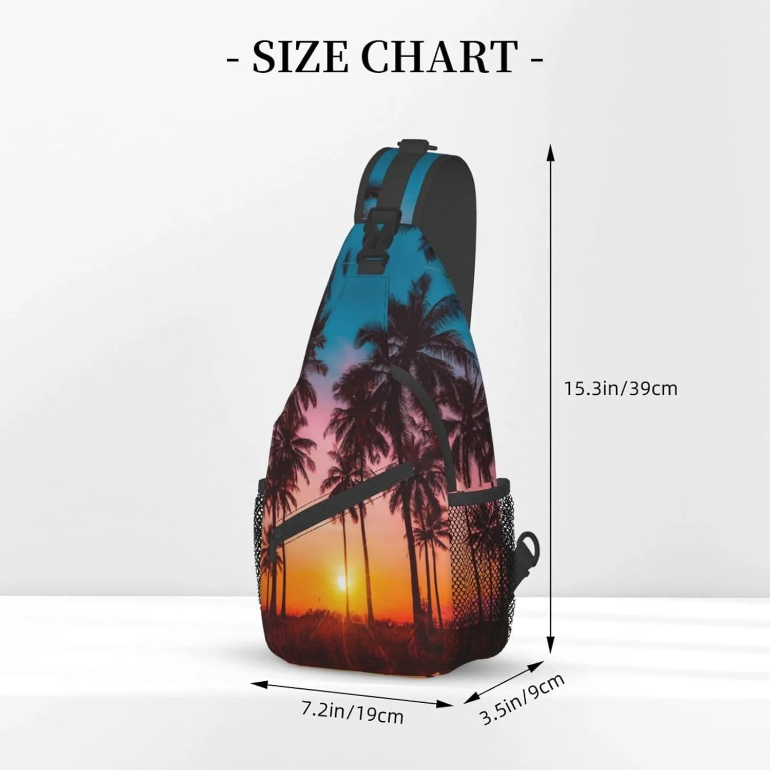 Tropical Sling Backpack Travel Hiking Daypack Bag Hawaii Palm Tree Pattern Crossbody Shoulder Bags For Women Men
