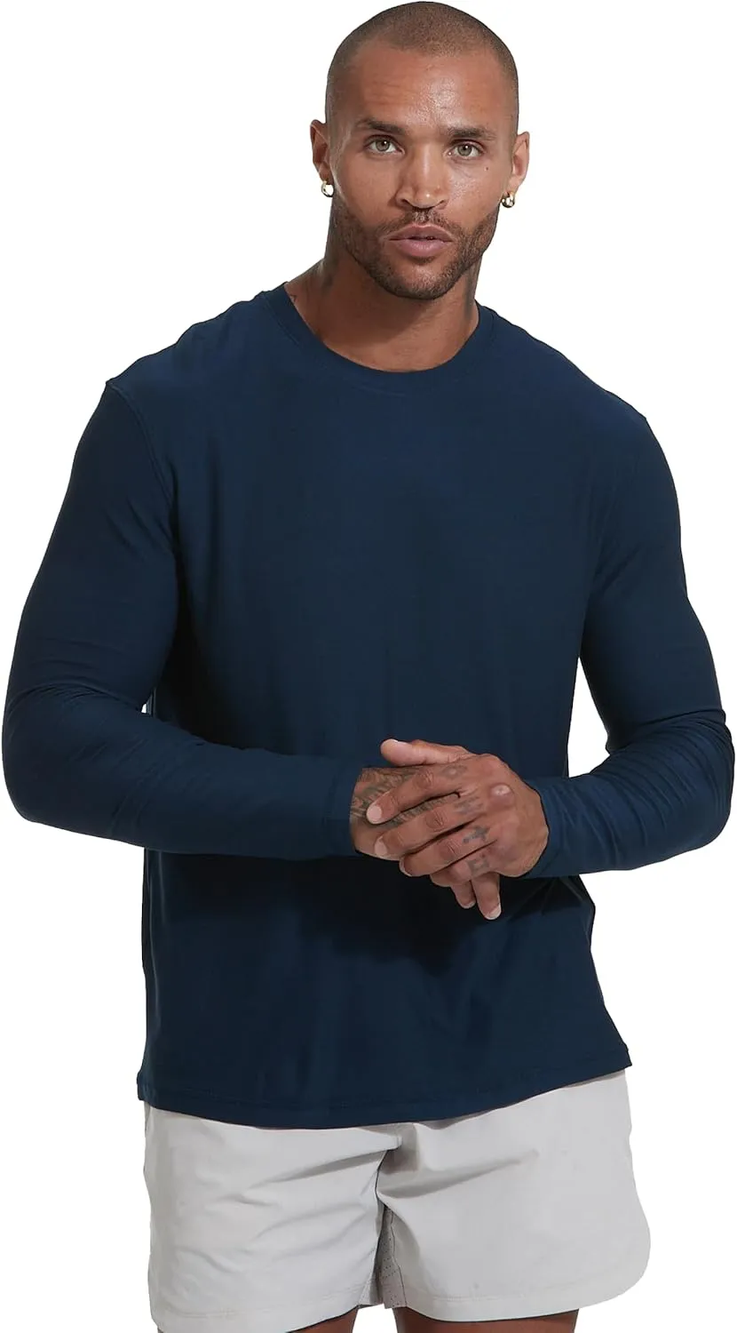 True Classic Active Long Sleeve Crew for Men, Premium Quick Dry Workout Shirts for Men, Pack of 1, Navy, L