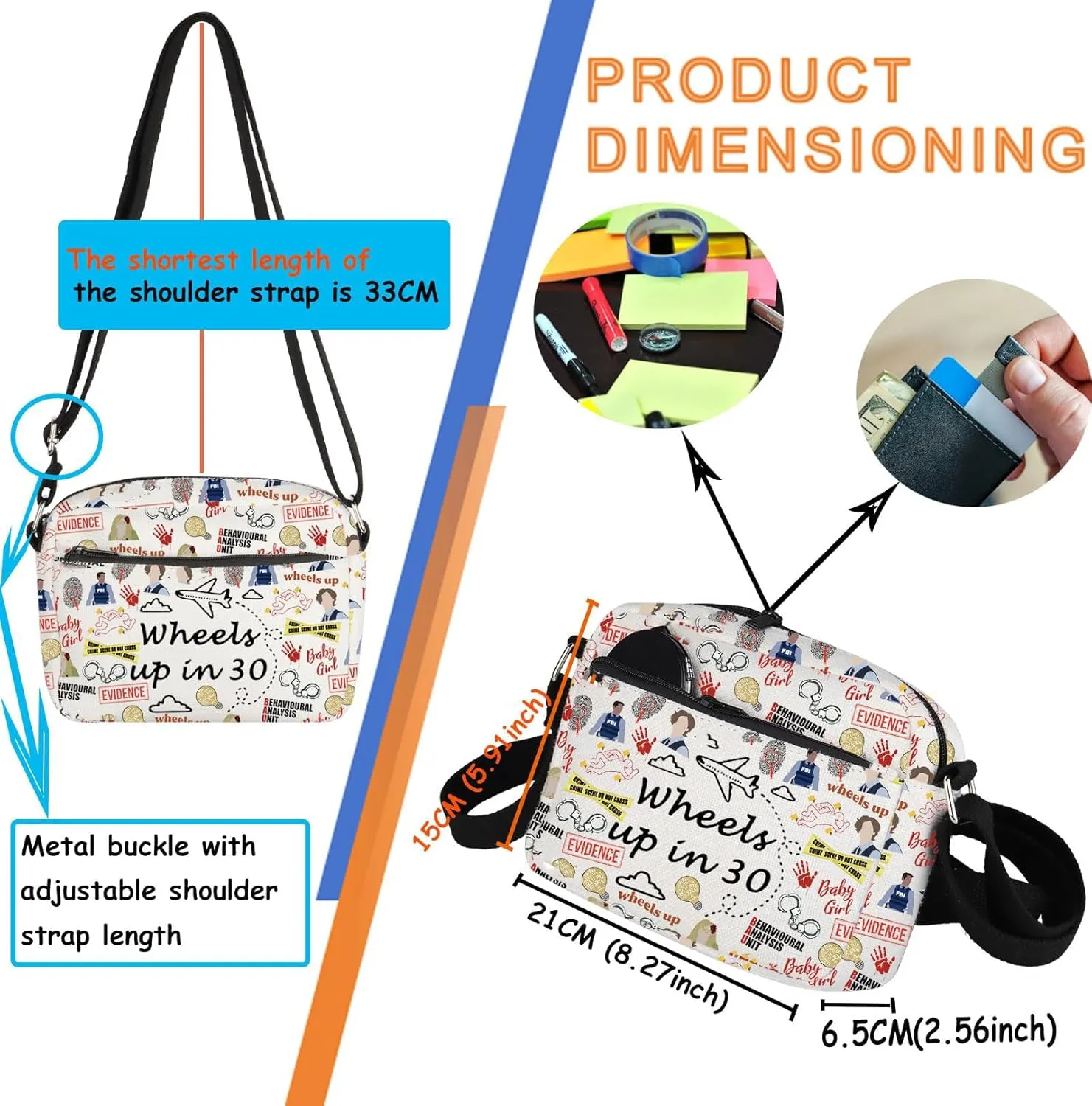 TSOTMO Crime TV Show Merch Wheels up in 30 Crossbody Bag for Crime Lovers Spencer Fans Gift