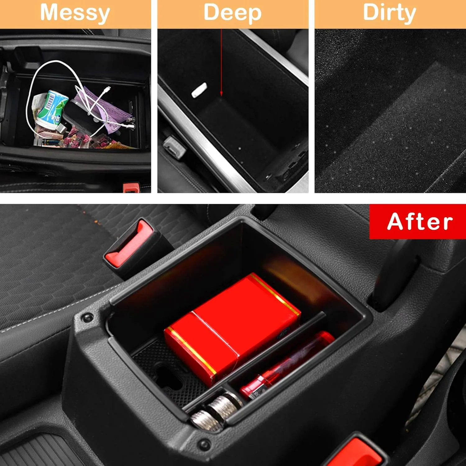 TTCR-II Center Console Organizer Tiguan 2018-2024, for VW Taos Console Organizer Tray 2022-2024, Compatible with Volkswagen Tiguan Middle Storage Box Taos
