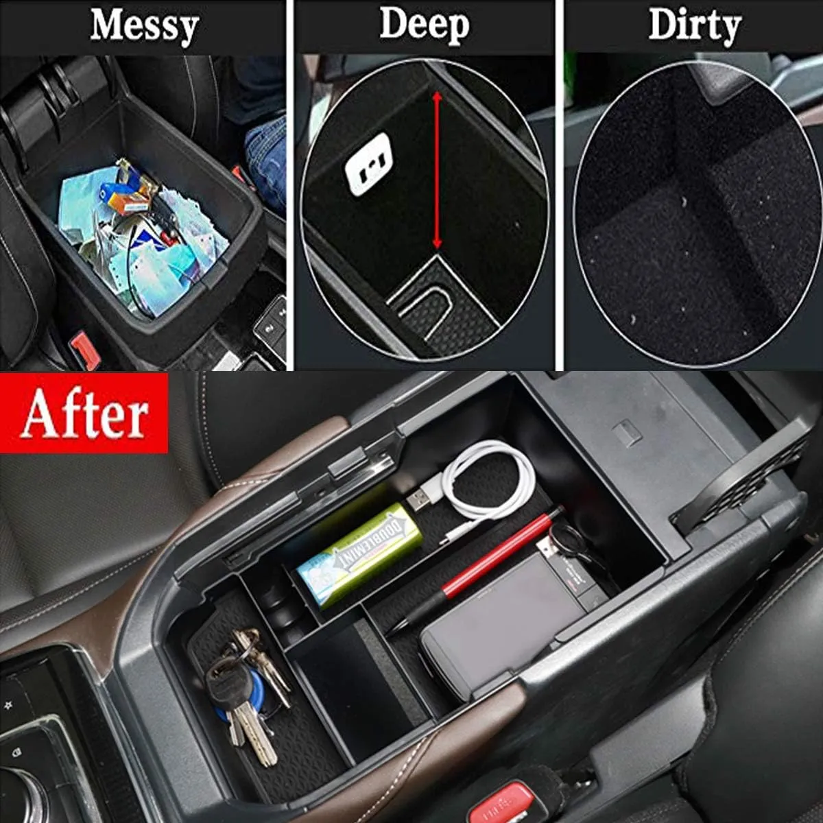 TTCR-II for Mazda CX-30 Center Console Organizer Tray 2020-2025, Center Armrest Glove Storage Box Compatible with 2020-2025 Mazda CX-30 Console Organizer
