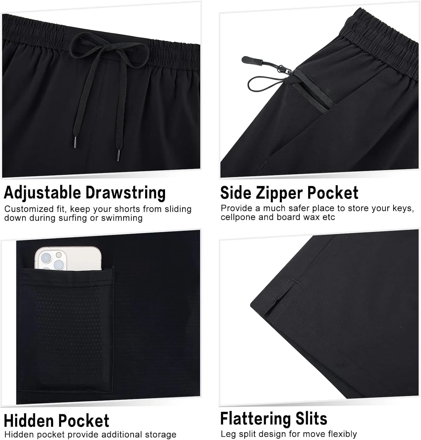 TUONROAD Mens Swim Trunks with Compression Liner 2 in 1 Board Shorts 7 Inch Quick Dry Swimming Shorts with Zipper Pockets