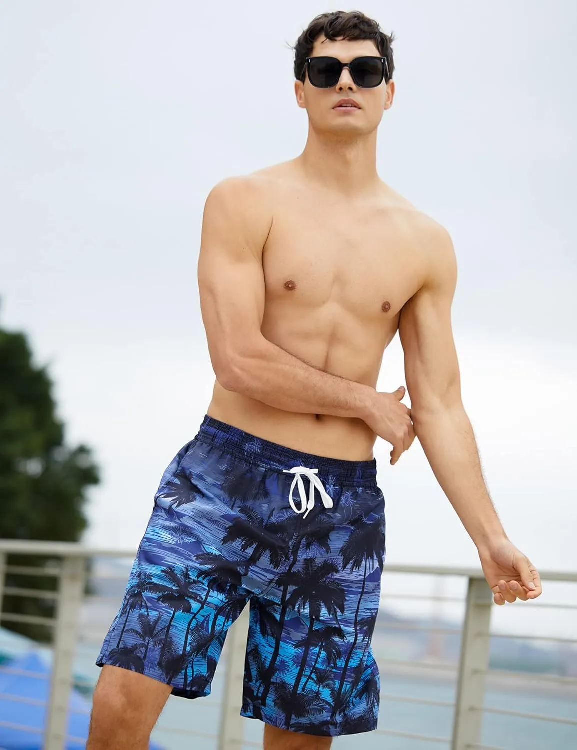 TUONROAD Mens Swim Trunks with Compression Liner 2 in 1 Board Shorts 9 Inch Quick Dry Swimming Trunks with Pockets