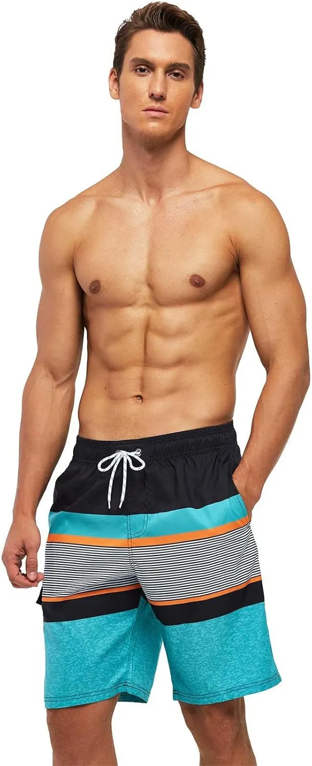 Tyhengta Men's Board Shorts Quick Dry Swim Trunks with Mesh Lining