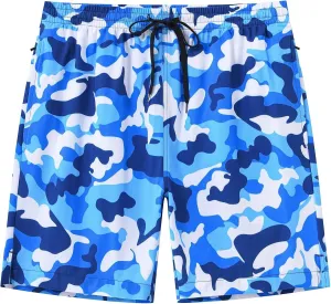 Tyhengta Men's Swim Trunks Quick Dry Beach Shorts with Zipper Pockets and Mesh Lining