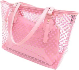 Ulalaza Large Candy Polka Color Clear Shoulder Bag 2 IN 1 Beach Totes Transparent Handbags With Interior Pocket For Women