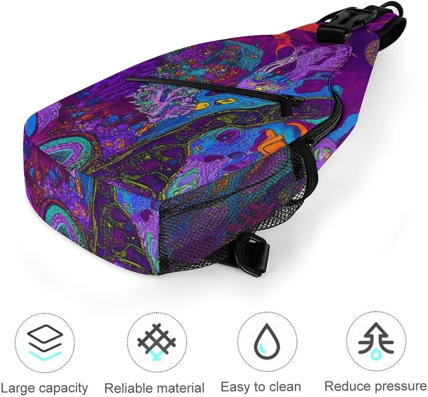 Ultra Lightweight Sling Bag Backpack Chest Day Bag Multipurpose Anti-Theft Backpacking for Outdoor Cycling Hiking Travel, Tool Backpack (Colorful Trippy Sun Mushroom)