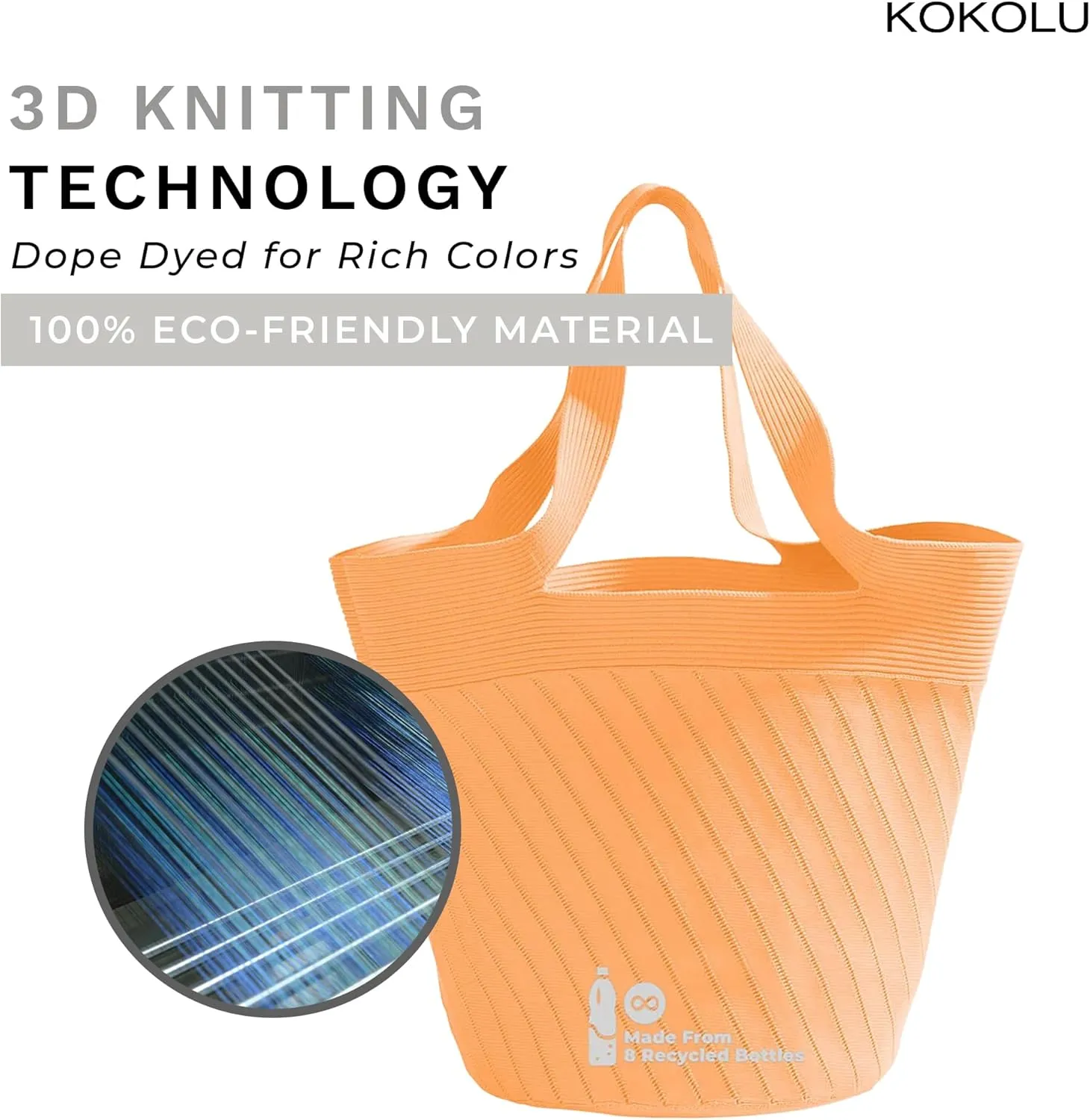 Ultra Lightweight Tote Bag For Women (18.7” x 8.5”) - Upcycled Flexible Machine Washable Shopping Tote Bag For Women