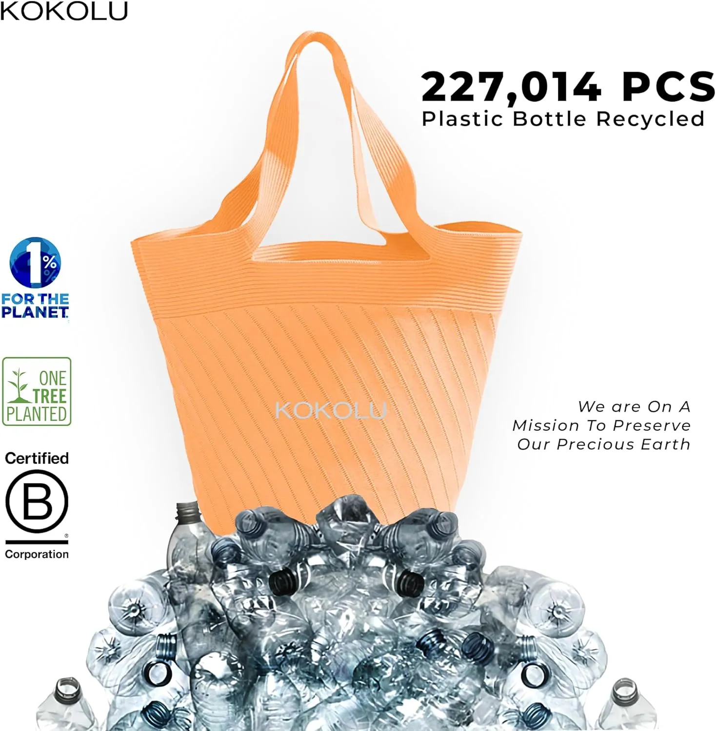 Ultra Lightweight Tote Bag For Women (18.7” x 8.5”) - Upcycled Flexible Machine Washable Shopping Tote Bag For Women