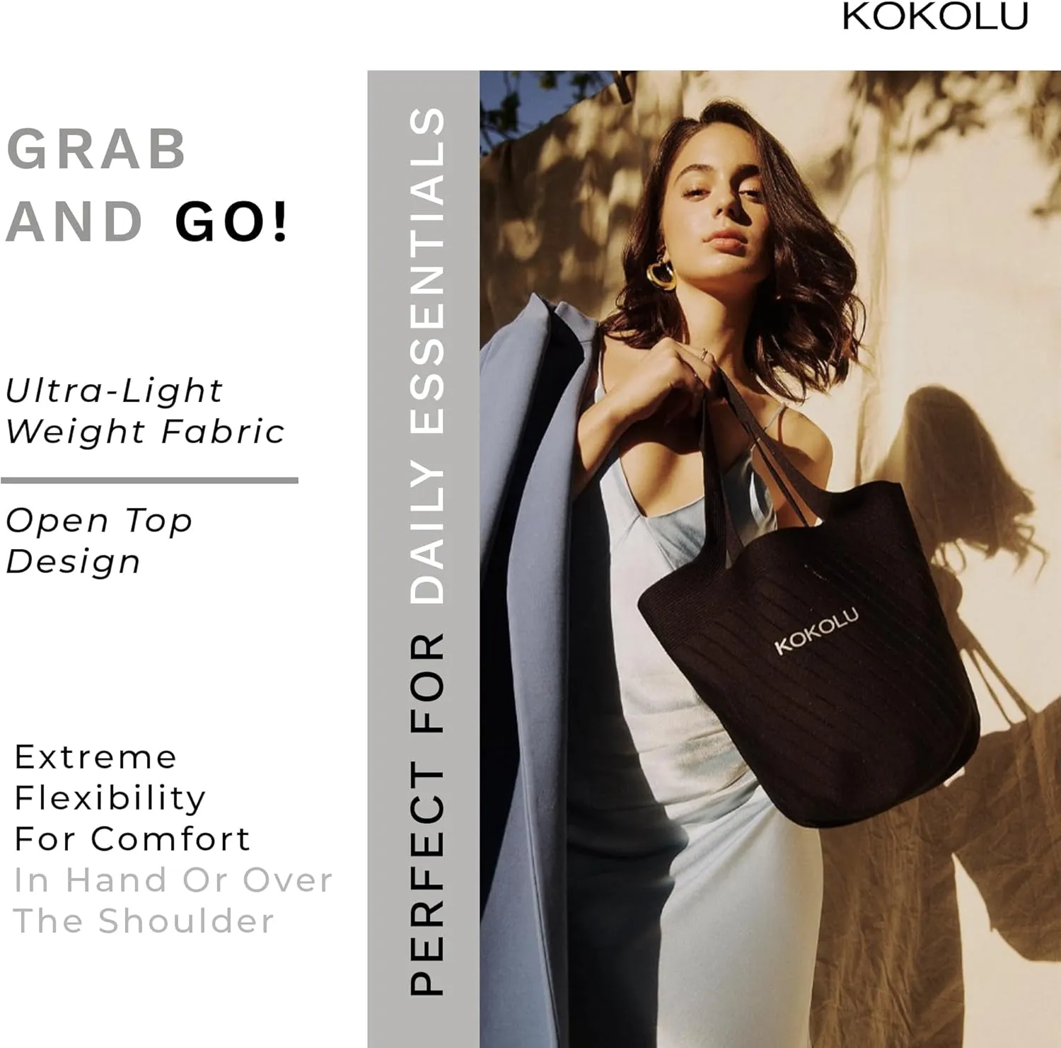 Ultra Lightweight Tote Bag For Women (18.7” x 8.5”) - Upcycled Flexible Machine Washable Shopping Tote Bag For Women