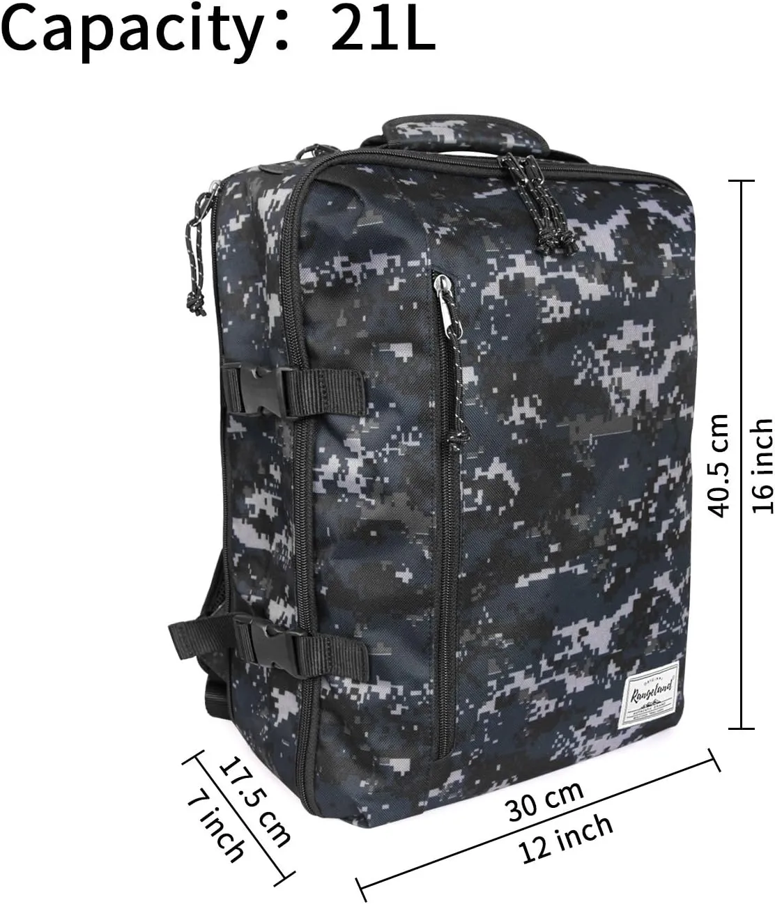Underseat Carry-On Backpack Luggage Lightweight Casual Laptop Backpack 15.6-inch Travel Commute Gym Sport Daypack 21L, Digi Camo