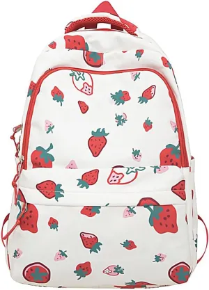 UNICOLD Kawaii Backpack With Cute Accessories Large Capacity Aesthetic Printing Pattern Bag (Red)