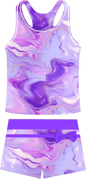 UNIFACO Girls Swimsuits Two Piece Tankini Bathing Suits Boyshort Summer Beach Rash Guard Swimwear for 4-13T