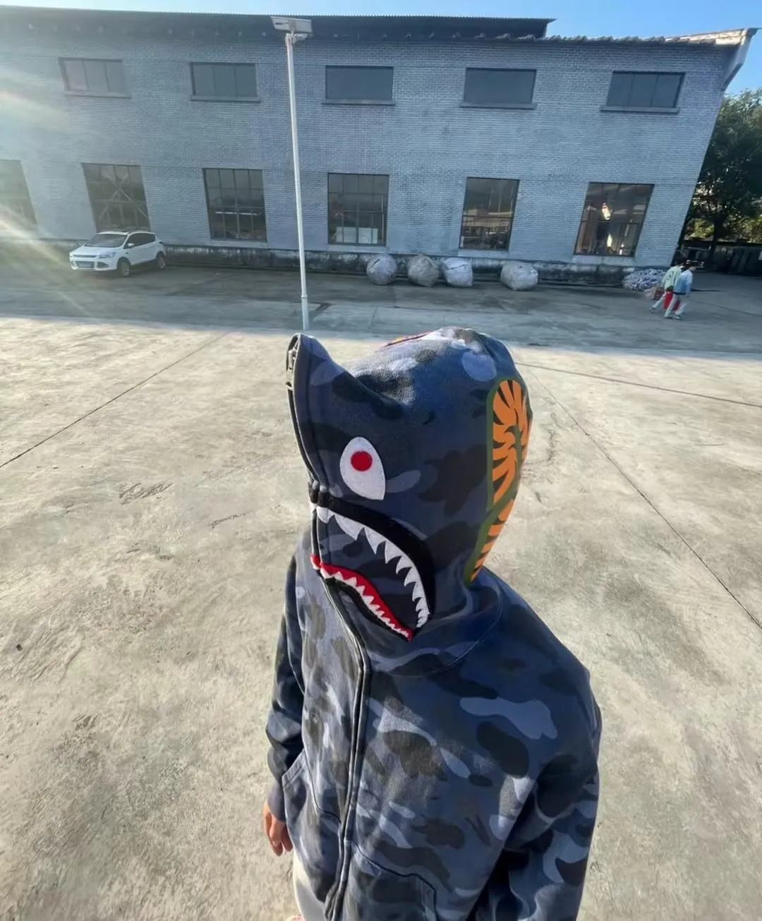Unisex Camouflage Hoodie with Shark Embroidery, Full Zip, Lightweight Couple sweatshirts heavyweight hoodie