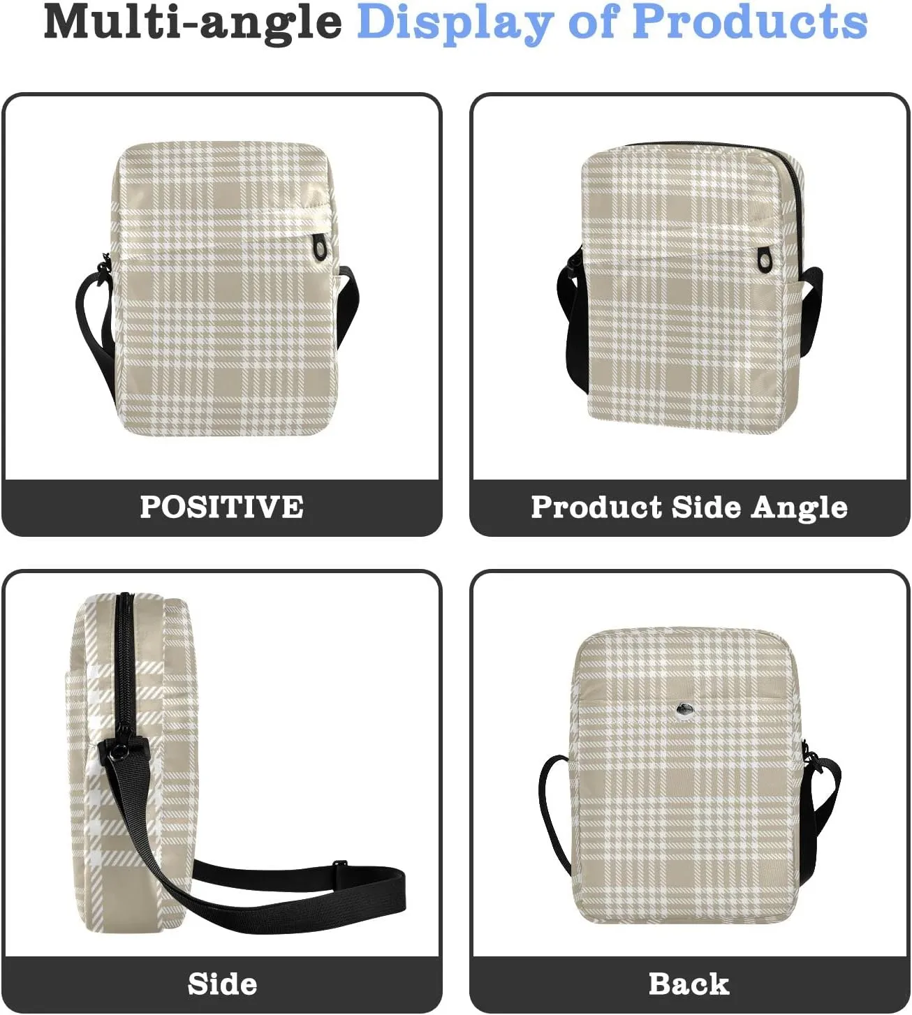 Unisex Crossbody Bag, Cream Color Durable Sling Side Shoulder bags for men women, One Size