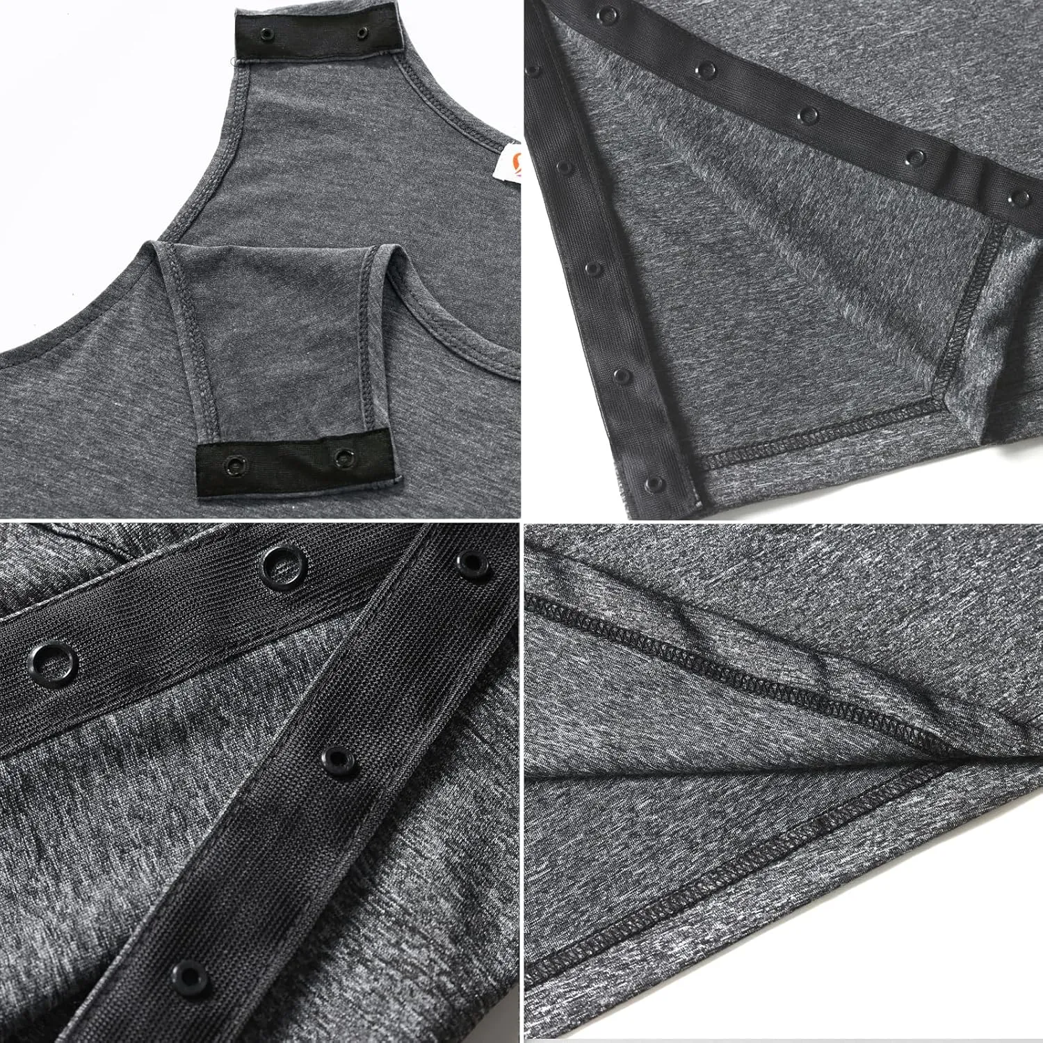 Unisex Post Shoulder Surgery Tank Tops Arm Chest Recovery Side Snap Access Tear Way Sleeveless Shirts