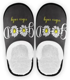 Unisex Slippers Fuzzy Feet Plush Cotton Slippers Anti-Slip Warm House Shoes M/L