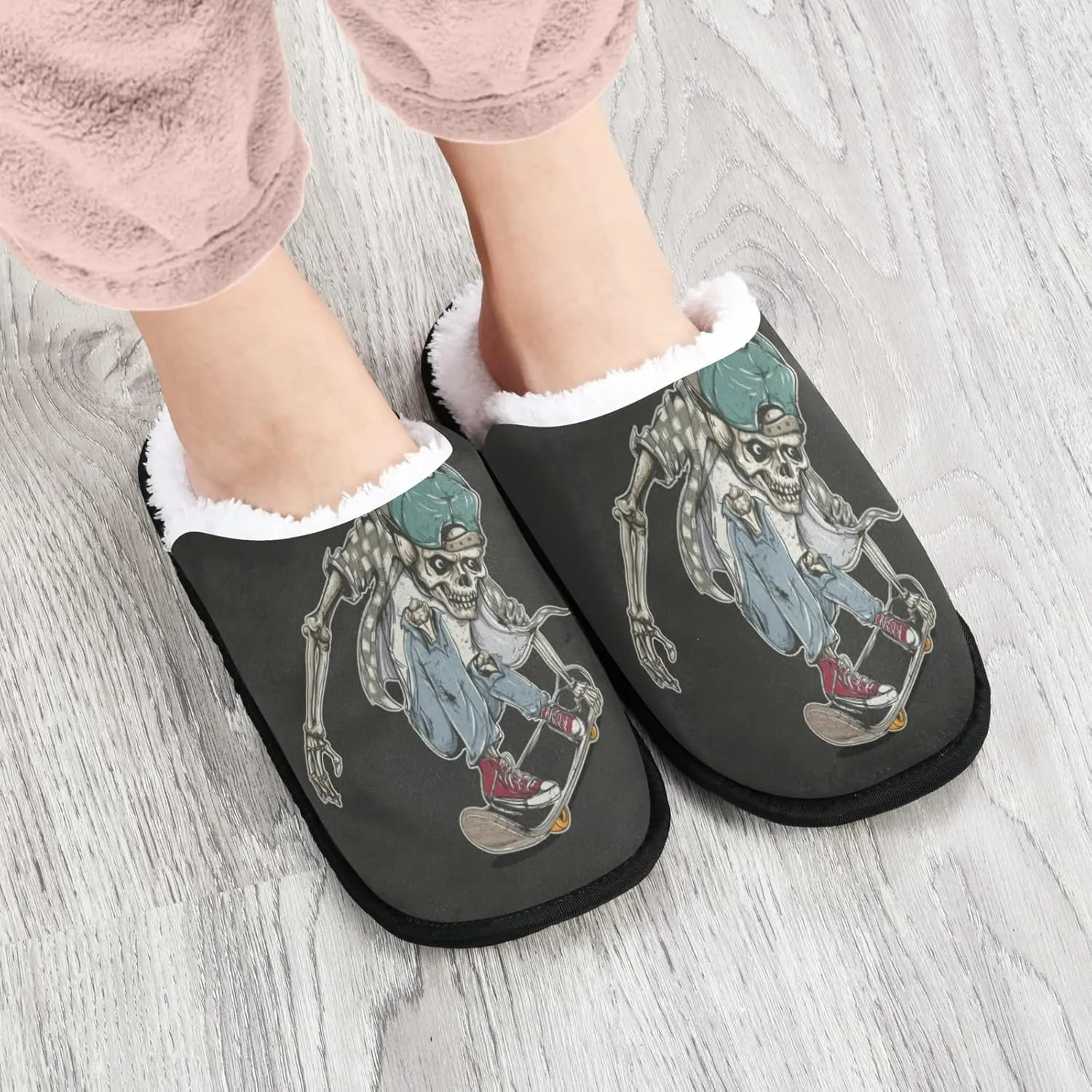 Unisex Slippers Fuzzy Feet Plush Cotton Slippers Anti-Slip Warm House Shoes M/L