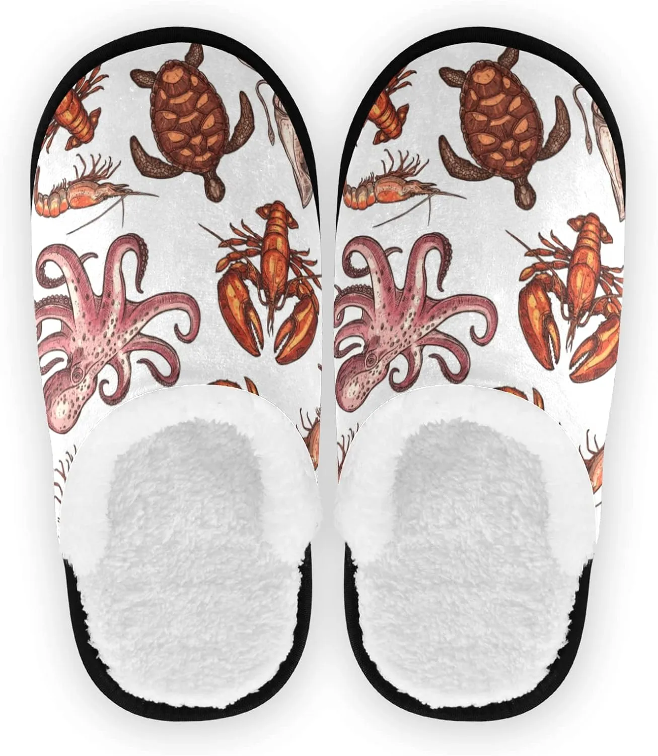 Unisex Slippers Fuzzy Feet Plush Cotton Slippers Anti-Slip Warm House Shoes M/L