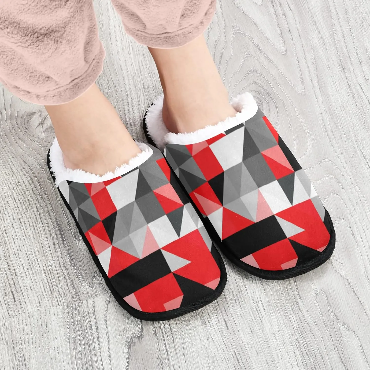 Unisex Slippers Fuzzy Feet Plush Cotton Slippers Anti-Slip Warm House Shoes M/L