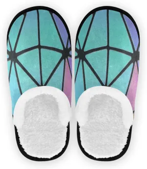 Unisex Slippers Fuzzy Feet Plush Cotton Slippers Anti-Slip Warm House Shoes M/L