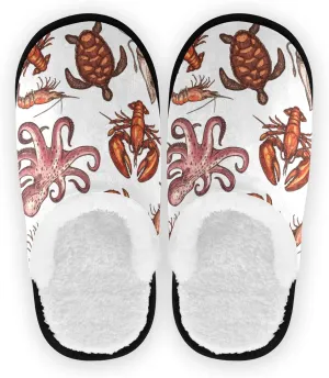 Unisex Slippers Fuzzy Feet Plush Cotton Slippers Anti-Slip Warm House Shoes M/L