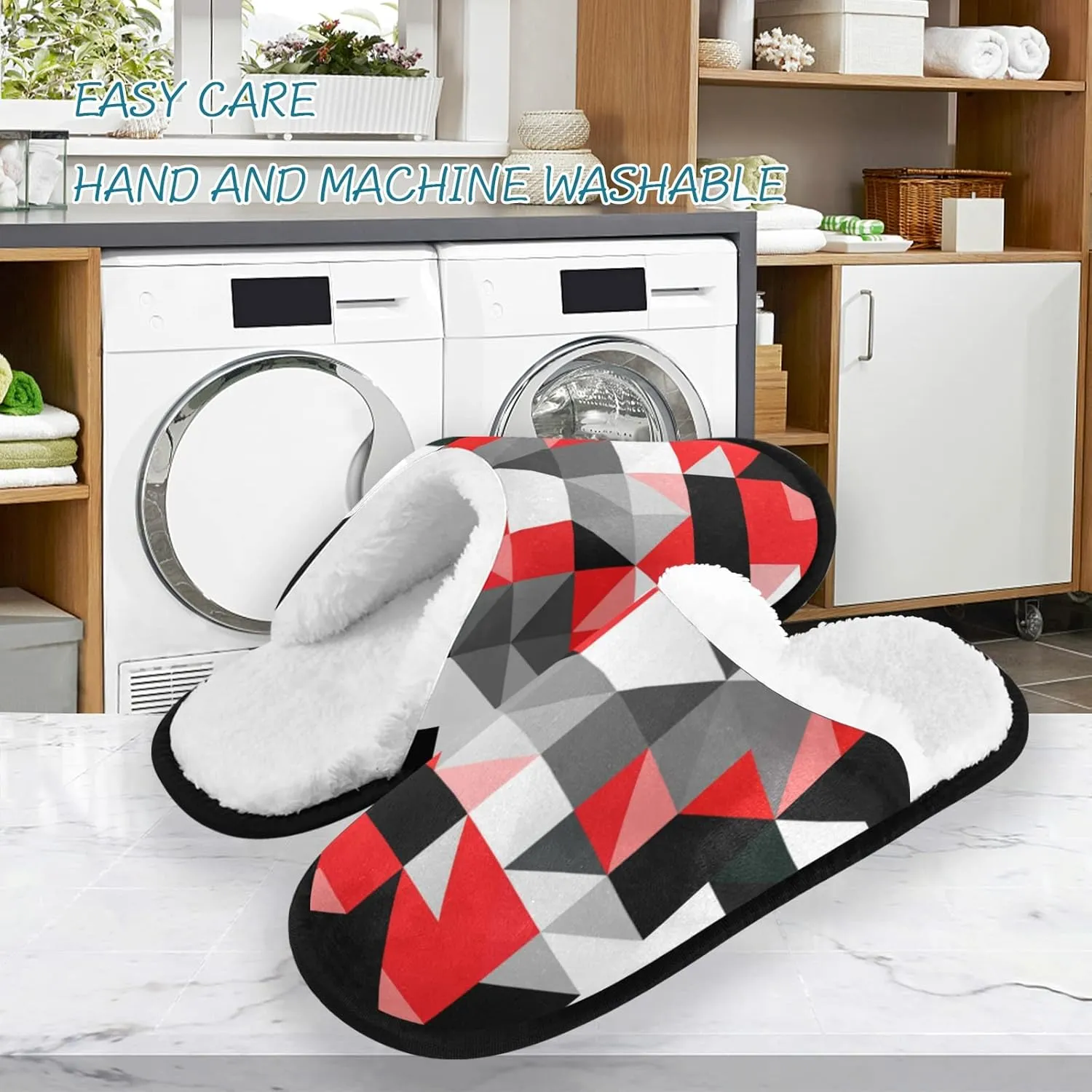 Unisex Slippers Fuzzy Feet Plush Cotton Slippers Anti-Slip Warm House Shoes M/L