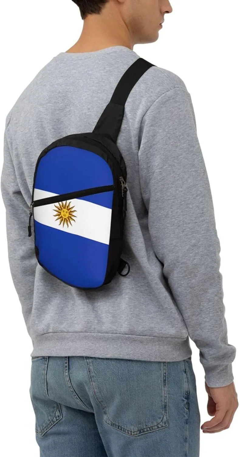 Uruguay Uruguayan Flag Crossbody Bag Portable Sling Bags Foldable Chest Daypack Reusable Sports Shoulder Backpack Diagonally Casual Rucksack Travel Bag