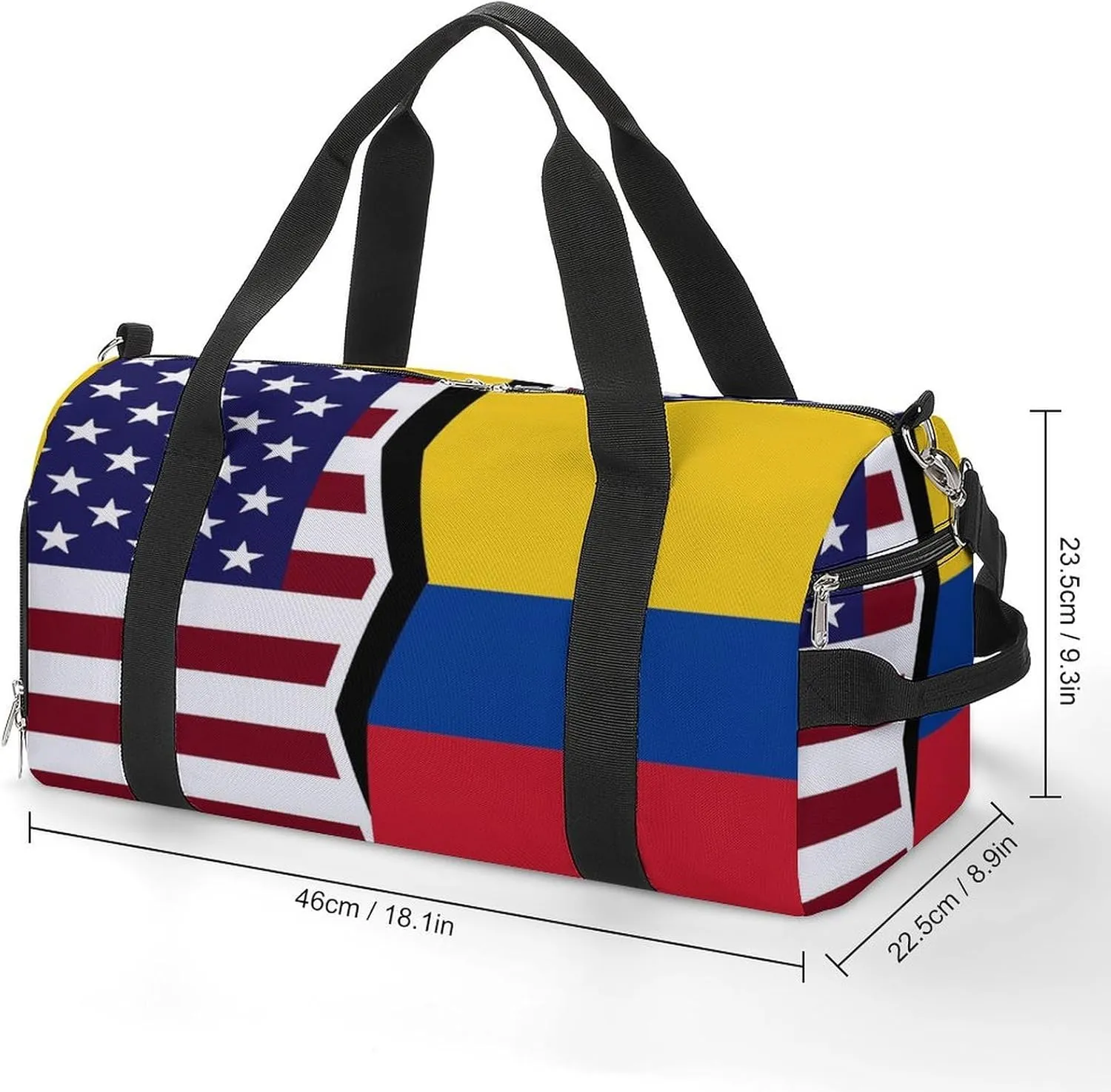 US And Colombian Flag Gym Bag-Workout Organizer with Water Resistant Compartments for Gym Lovers