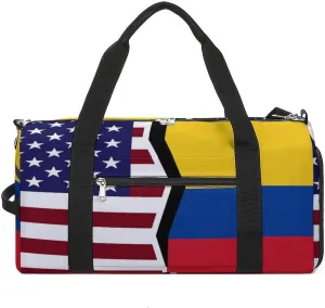 US And Colombian Flag Gym Bag-Workout Organizer with Water Resistant Compartments for Gym Lovers