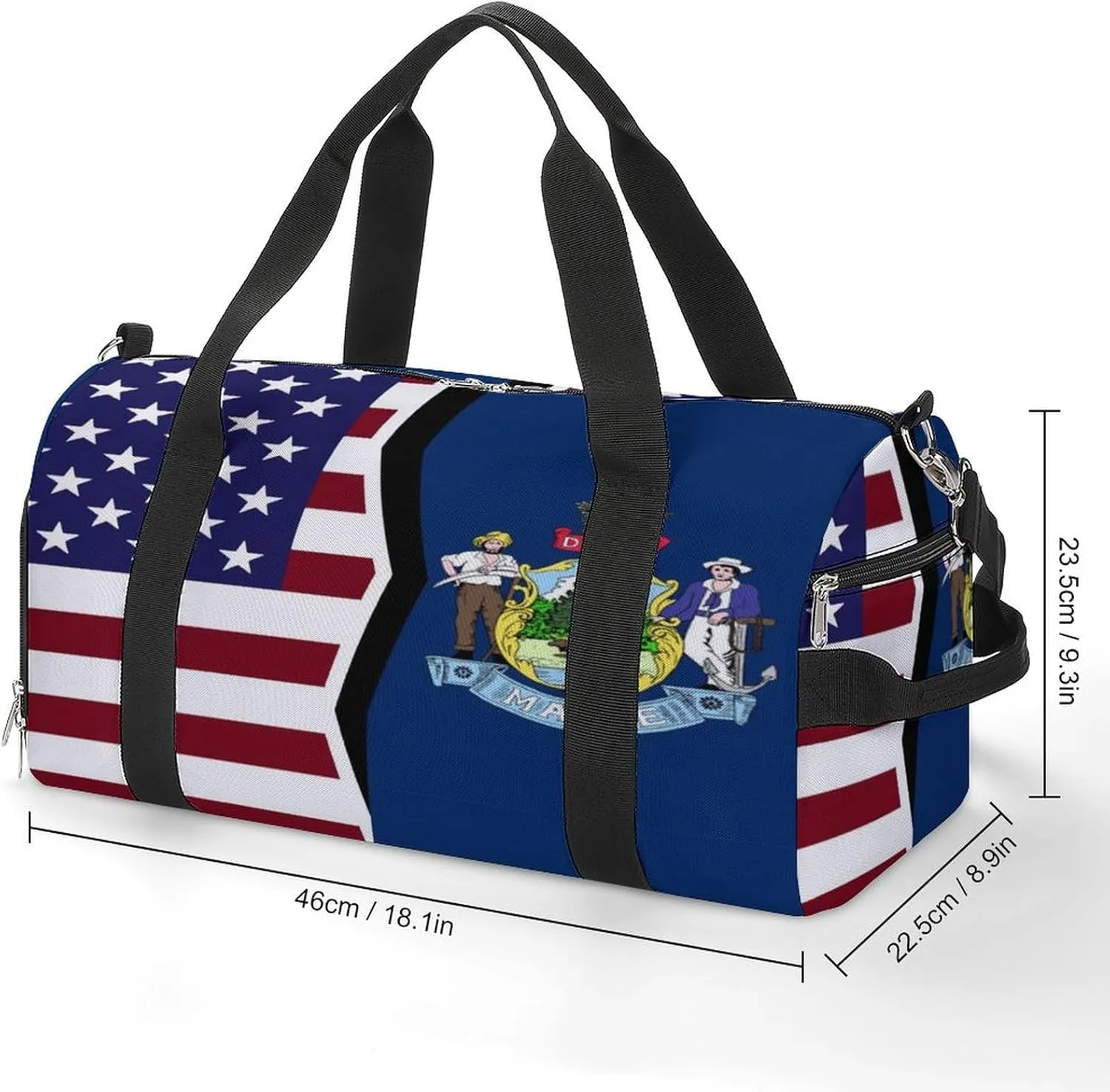 US And Maine State Flag Gym Bag-Workout Organizer with Water Resistant Compartments for Gym Lovers