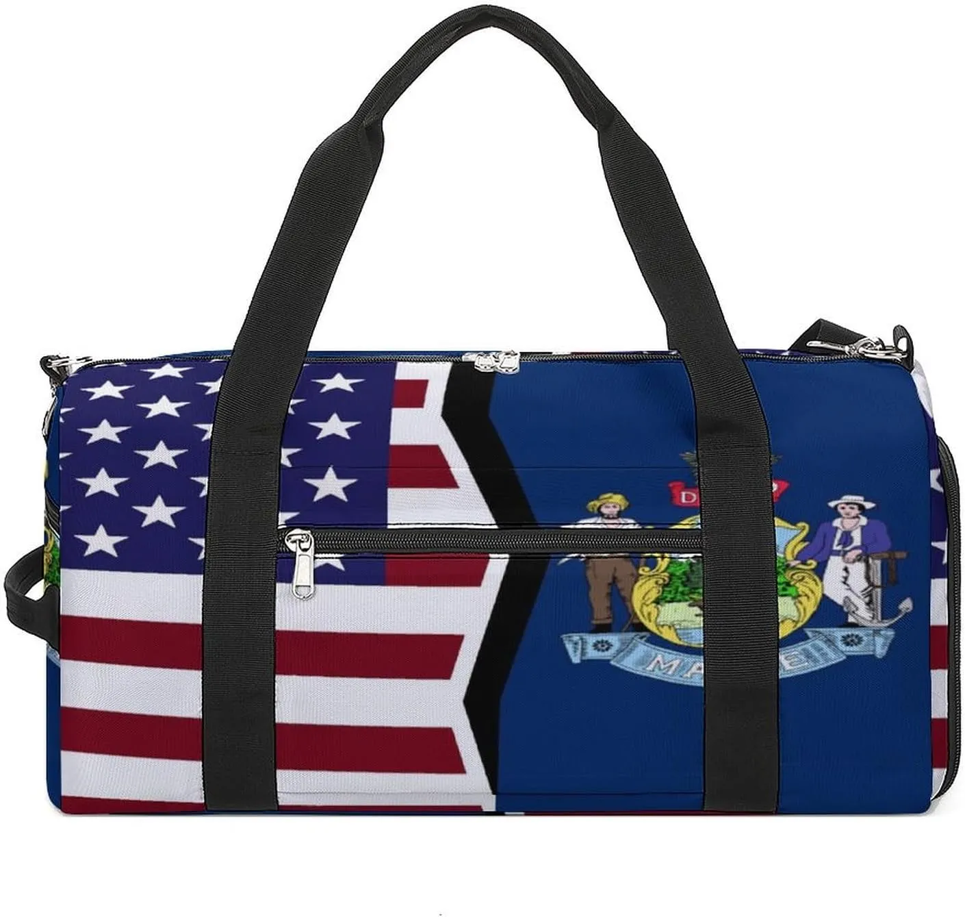 US And Maine State Flag Gym Bag-Workout Organizer with Water Resistant Compartments for Gym Lovers