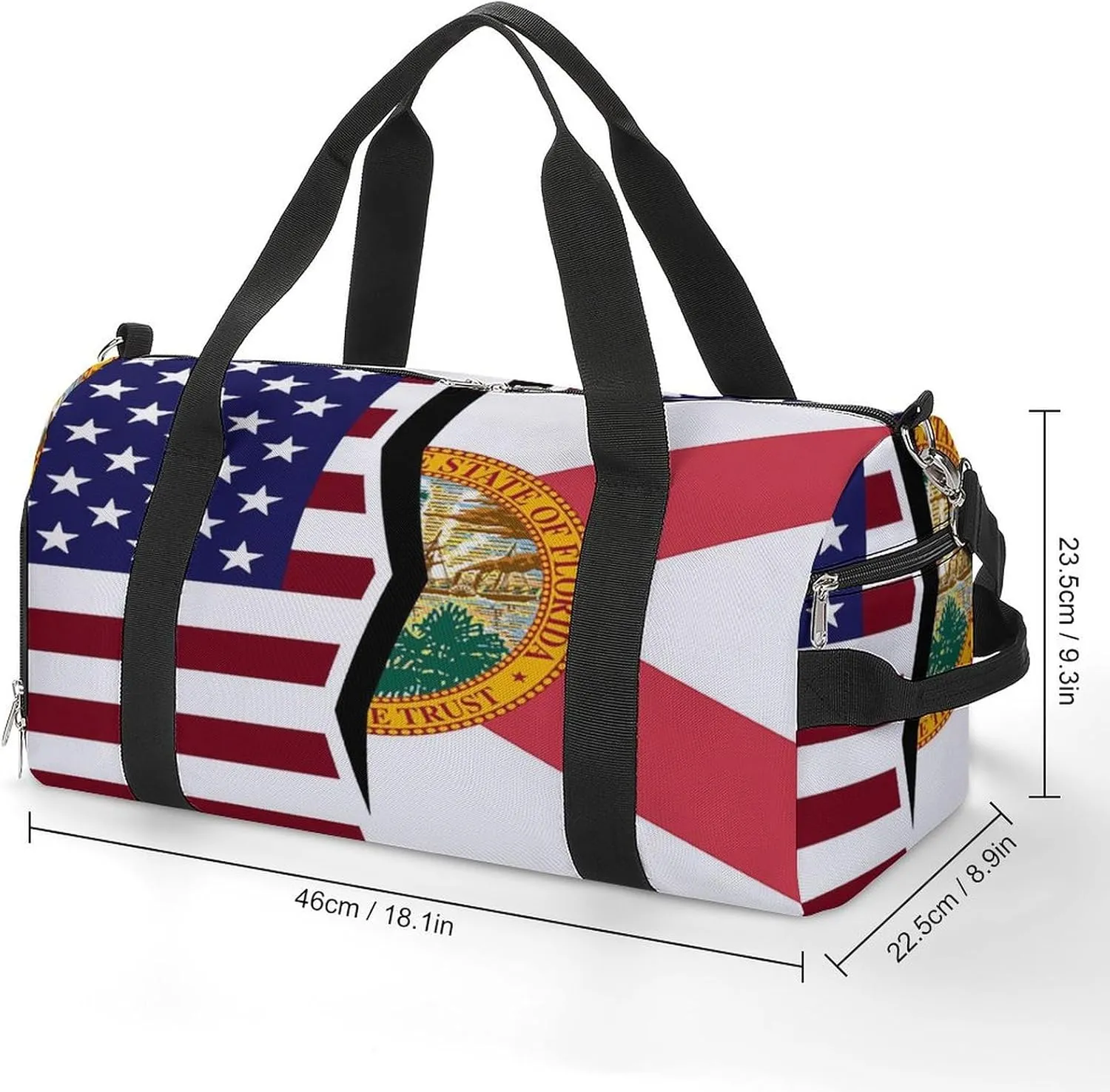 US And State Flag Gym Bag-Workout Organizer with Water Resistant Compartments for Gym Lovers