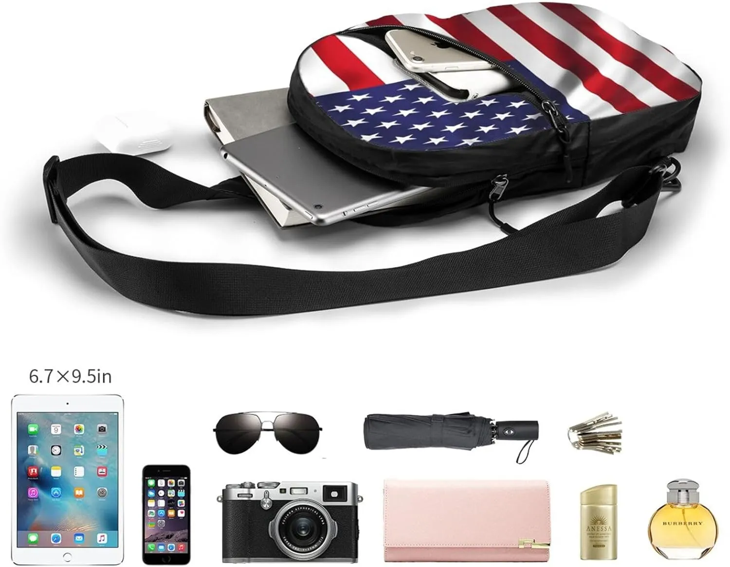 Usa United Flag Sling Bag for Men Women, Small Crossbody Sling Backpack Shoulder Chest Bag, Anti Theft Travel Hiking Sports