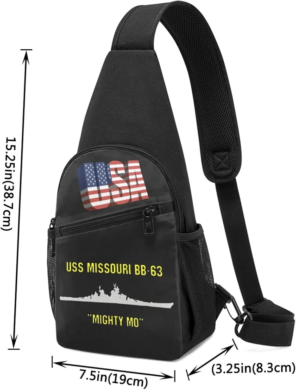 USS Missouri Bb-63，Fashion One-Shoulder Bag，Anti-Theft Crossbody Shoulder Chest Bag