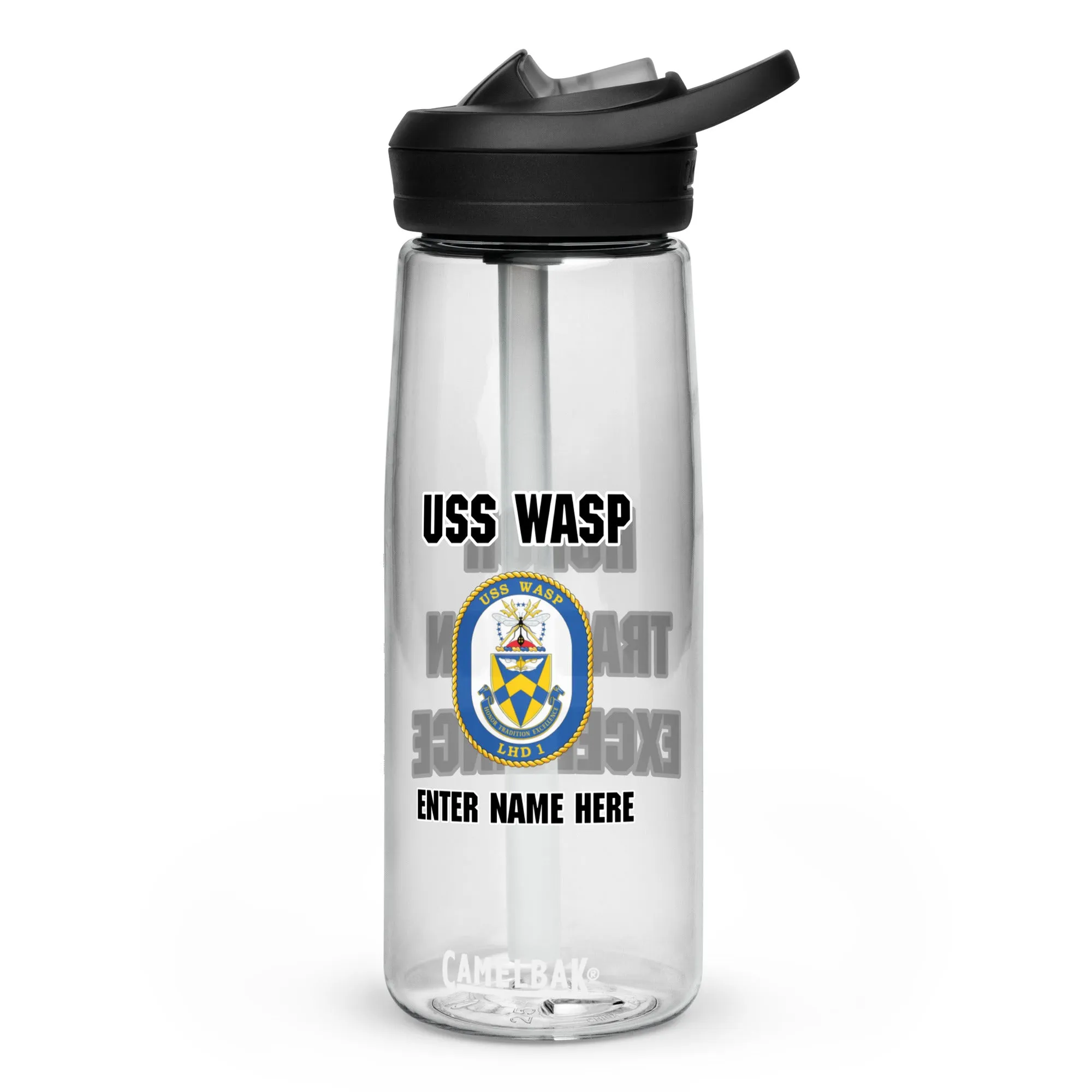 USS Wasp (LHD 1) Customizable Sports water bottle