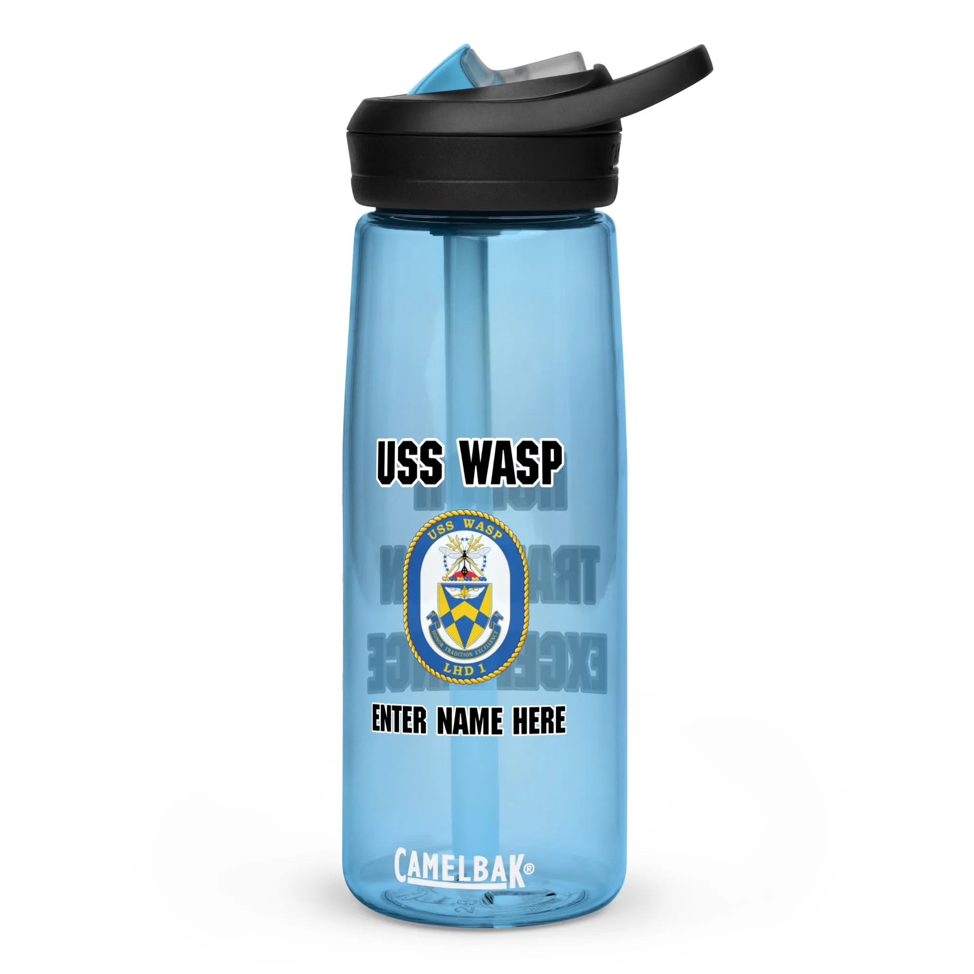 USS Wasp (LHD 1) Customizable Sports water bottle